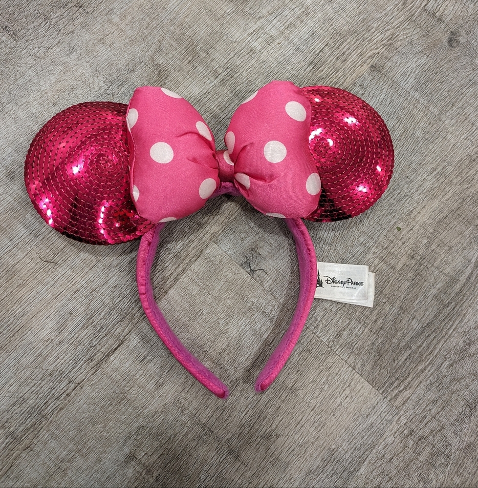 Disney Parks Pink Sequin Minnie Mouse Disney Ears Headband